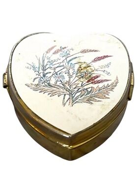 Vintage Pill Box W/Floral Design Pre Owned Shows Wear